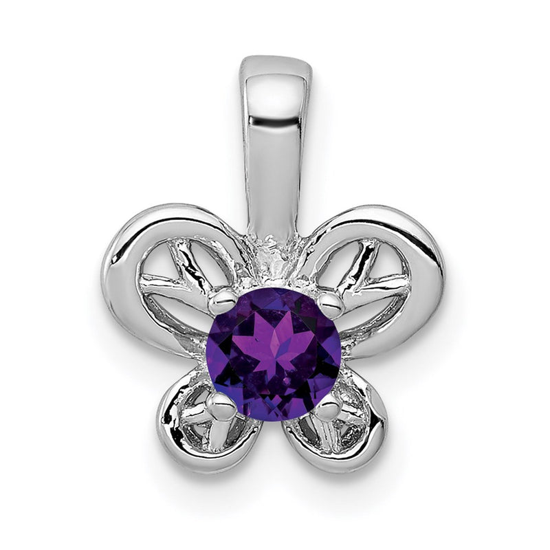 Sterling Silver Rhodium-Plated Amethyst Pendant