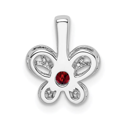 Sterling Silver Rhodium-Plated Garnet Pendant