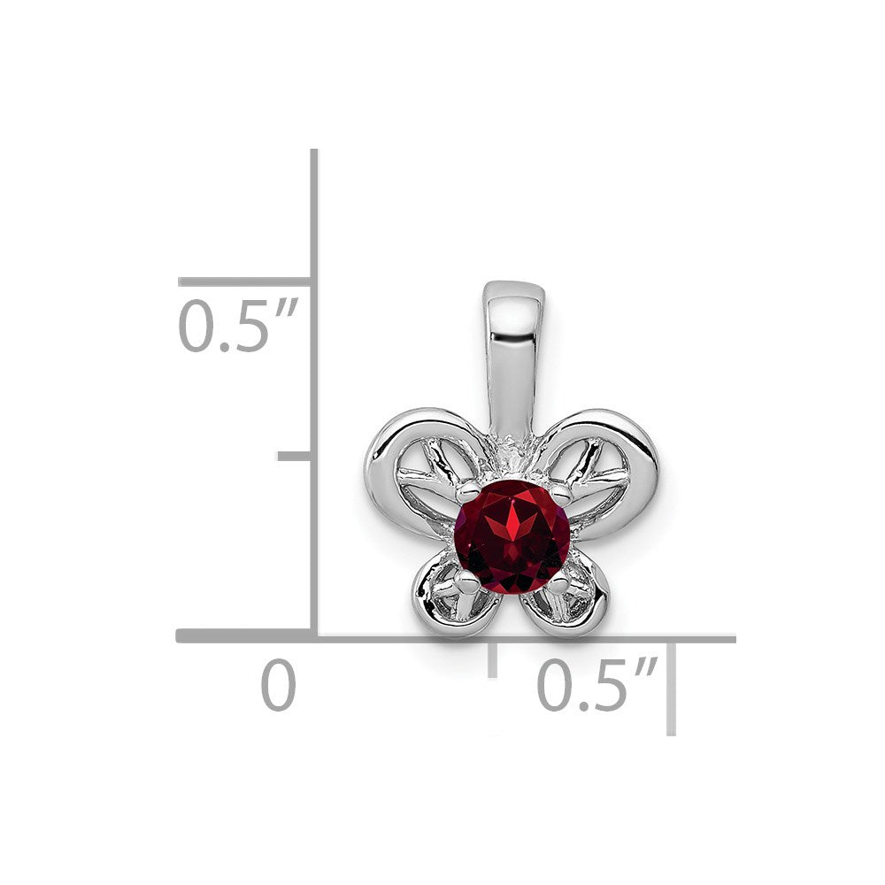 Sterling Silver Rhodium-Plated Garnet Pendant