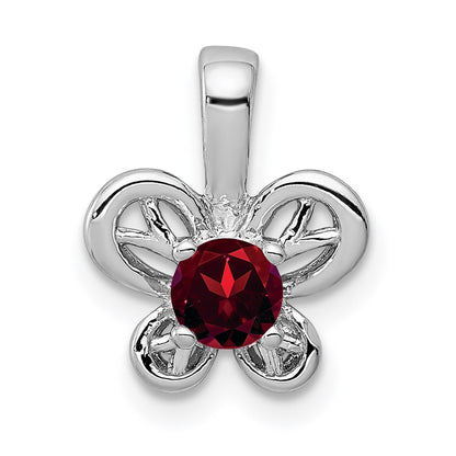 Sterling Silver Rhodium-Plated Garnet Pendant