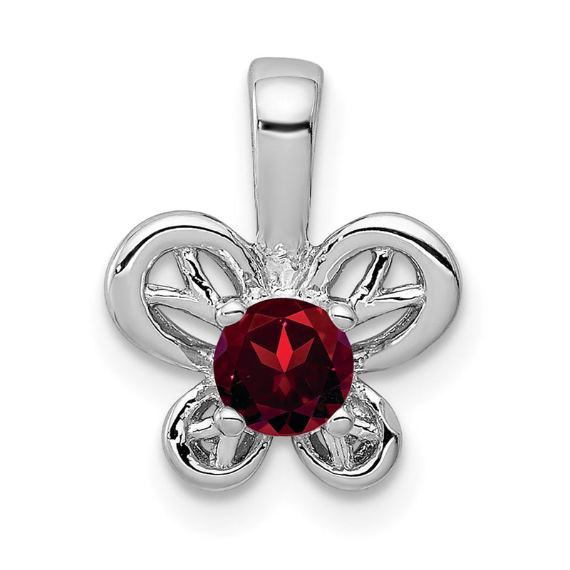 Sterling Silver Rhodium-Plated Garnet Pendant