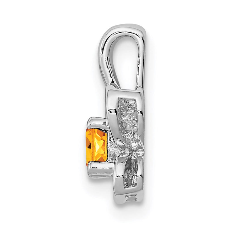 Sterling Silver Rhodium-Plated Citrine Pendant