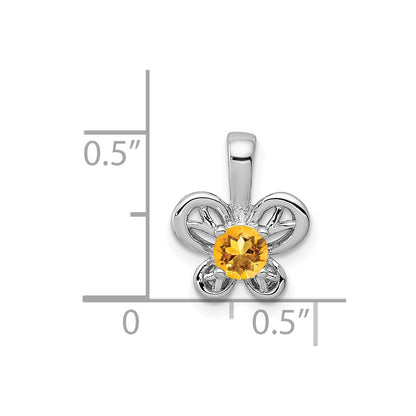 Sterling Silver Rhodium-Plated Citrine Pendant
