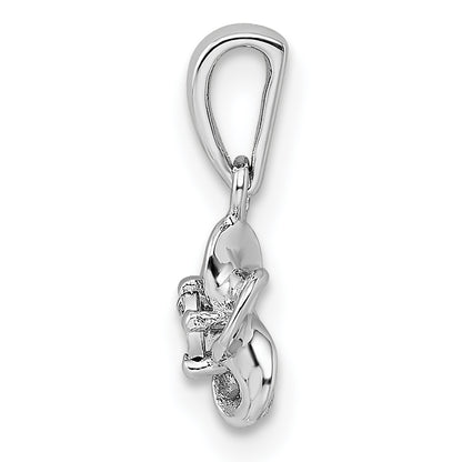 Sterling Silver Rhodium-Plated Floral Diamond Pendant