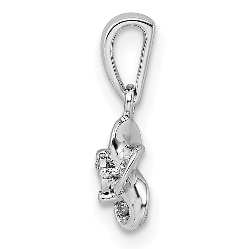 Sterling Silver Rhodium-Plated Floral Diamond Pendant