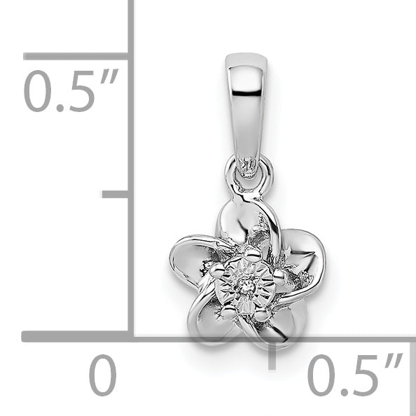 Sterling Silver Rhodium-Plated Floral Diamond Pendant