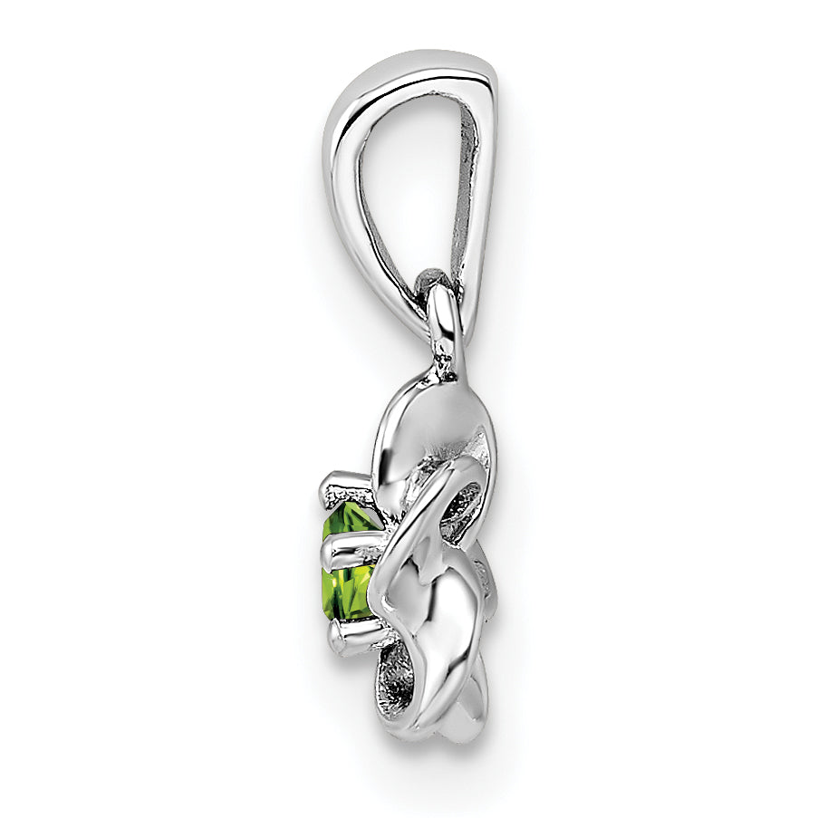 Sterling Silver Rhodium-Plated Floral Peridot Pendant