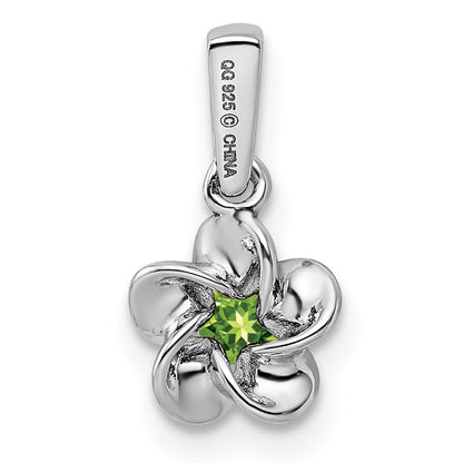 Sterling Silver Rhodium-Plated Floral Peridot Pendant