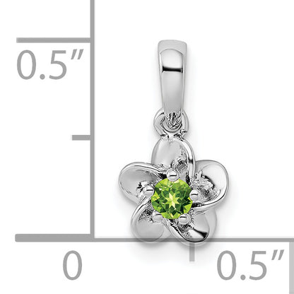 Sterling Silver Rhodium-Plated Floral Peridot Pendant