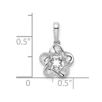 Sterling Silver Rhodium-Plated Floral White Topaz Pendant