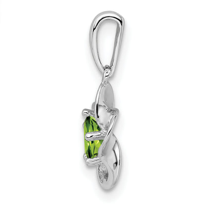Sterling Silver Rhodium-Plated Floral Peridot Pendant