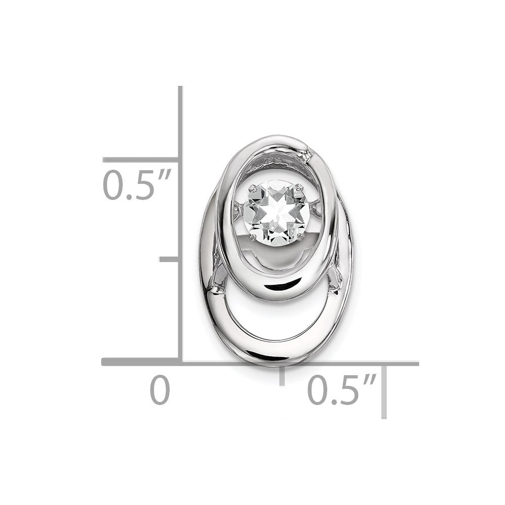 Sterling Silver Rhodium Cz Birthstone Vibrant Chain Slide