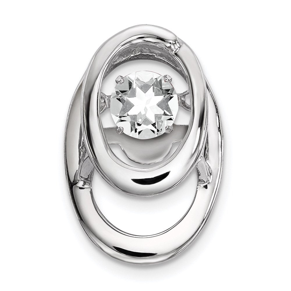 Sterling Silver Rhodium Cz Birthstone Vibrant Chain Slide