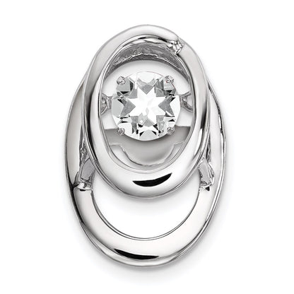 Sterling Silver Rhodium Cz Birthstone Vibrant Chain Slide