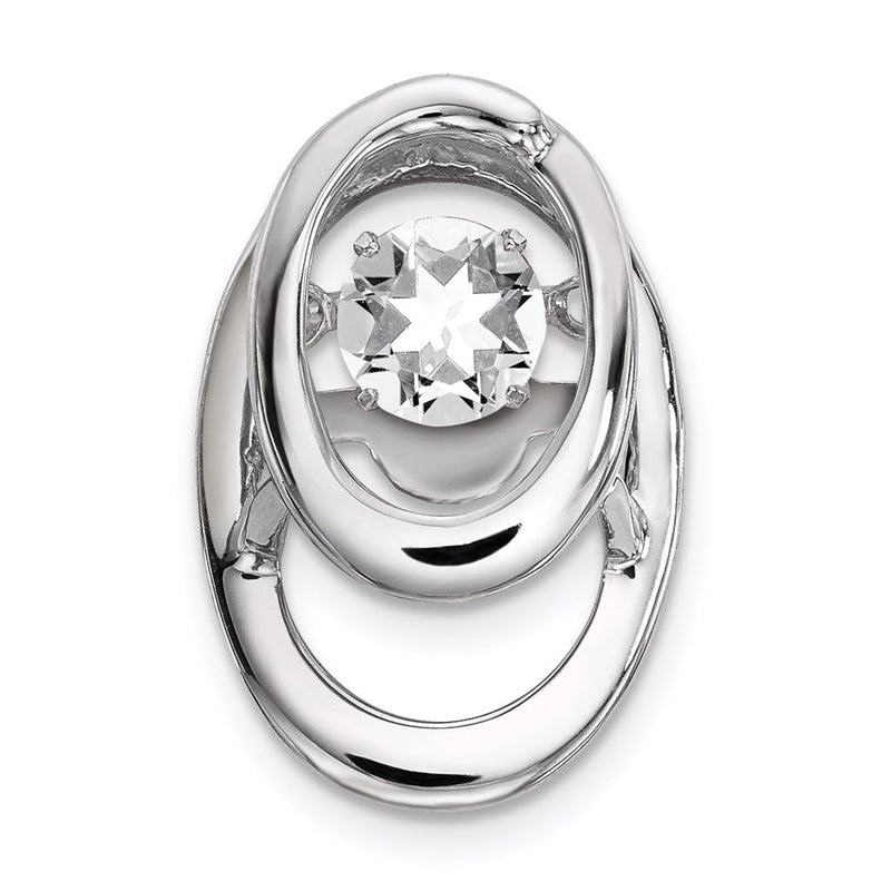 Sterling Silver Rhodium Cz Birthstone Vibrant Chain Slide