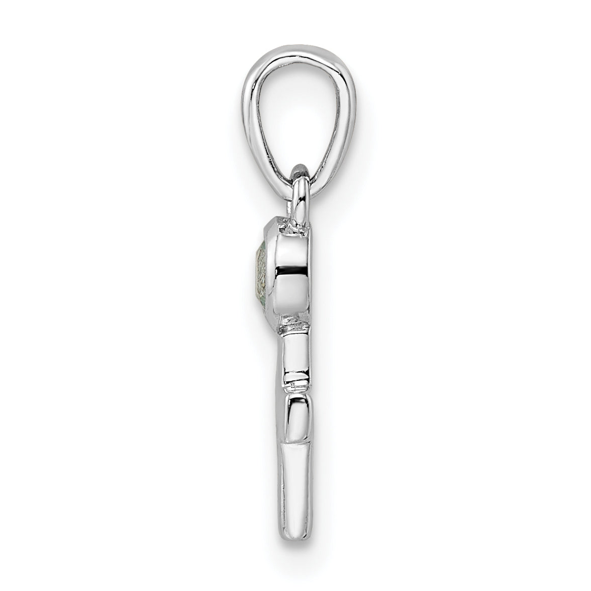 Sterling Silver Rhodium-Plated Polished White Topaz Cross Pendant