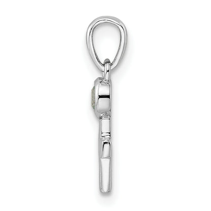 Sterling Silver Rhodium-Plated Polished White Topaz Cross Pendant