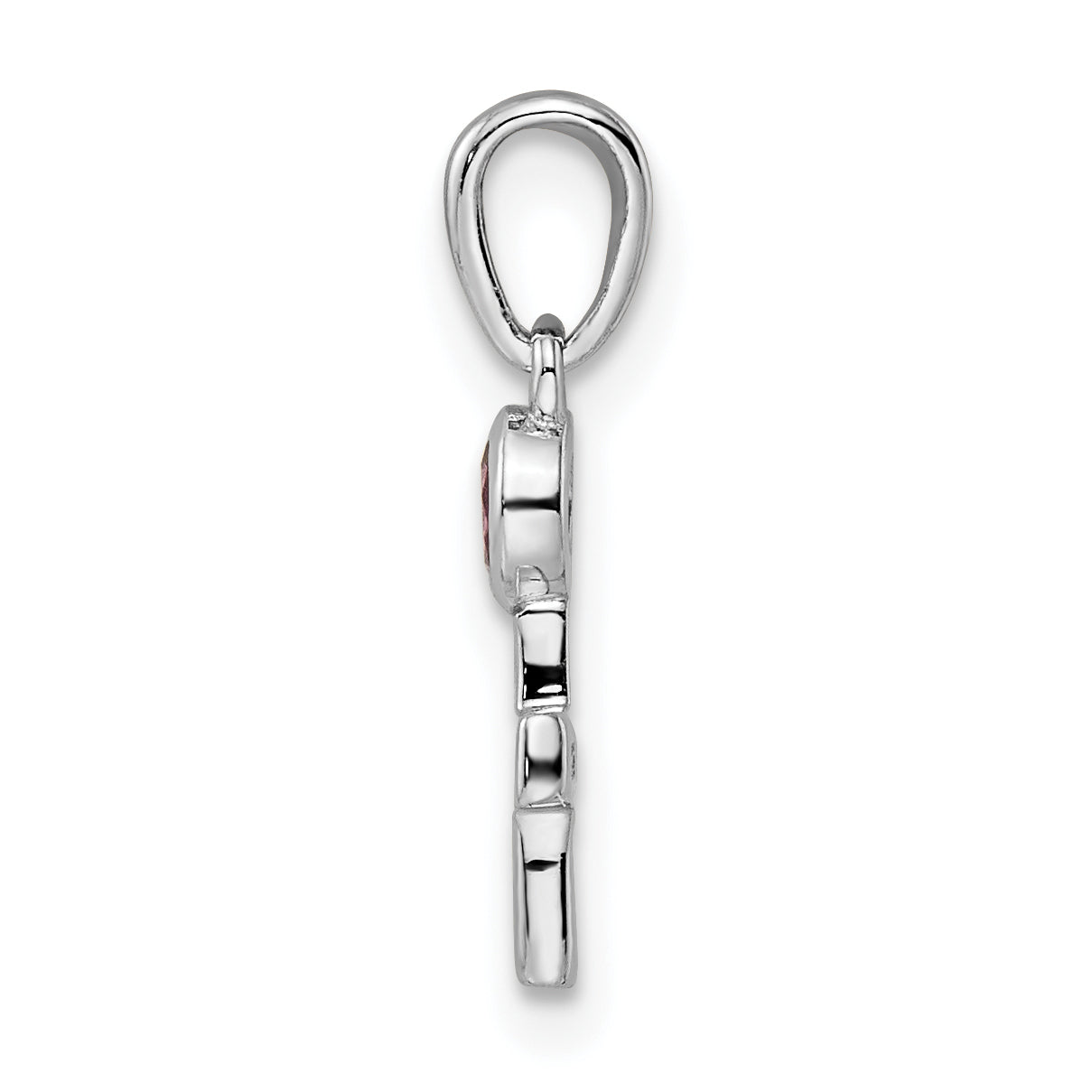Sterling Silver Rhodium-Plated Polished Rhodolite Garnet Cross Pendant