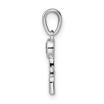 Sterling Silver Rhodium-Plated Polished Rhodolite Garnet Cross Pendant