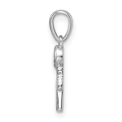 Sterling Silver Rhodium-Plated Polished Aquamarine Cross Pendant