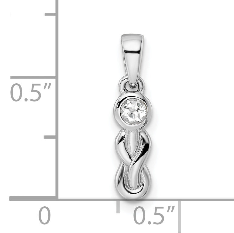 Sterling Silver Rhodium-Plated White Topaz Infinity Birthstone Pendant
