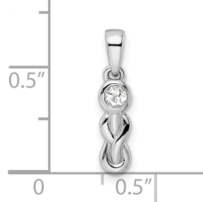 Sterling Silver Rhodium-Plated White Topaz Infinity Birthstone Pendant