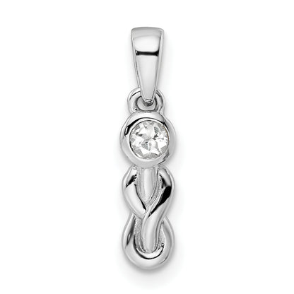 Sterling Silver Rhodium-Plated White Topaz Infinity Birthstone Pendant