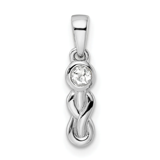 Sterling Silver Rhodium-Plated White Topaz Infinity Birthstone Pendant