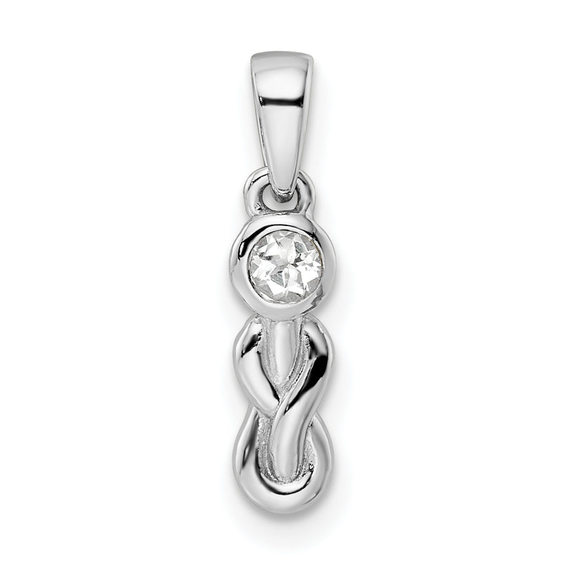 Sterling Silver Rhodium-Plated White Topaz Infinity Birthstone Pendant