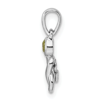 Sterling Silver Rhodium-Plated Polished Peridot Infinity Birthstone Pendant