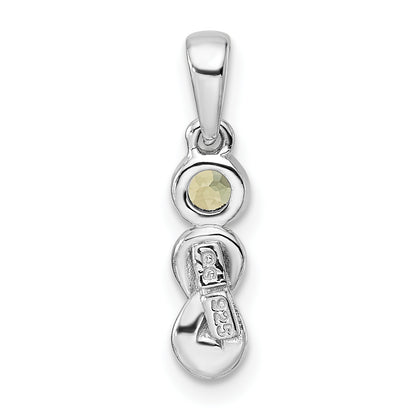 Sterling Silver Rhodium-Plated Polished Peridot Infinity Birthstone Pendant