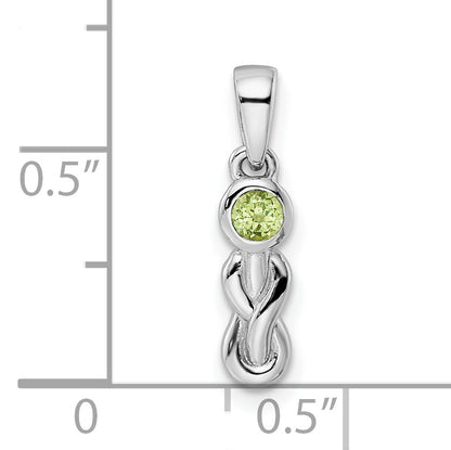 Sterling Silver Rhodium-Plated Polished Peridot Infinity Birthstone Pendant