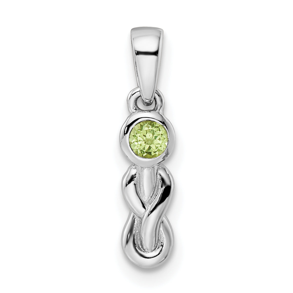 Sterling Silver Rhodium-Plated Polished Peridot Infinity Birthstone Pendant