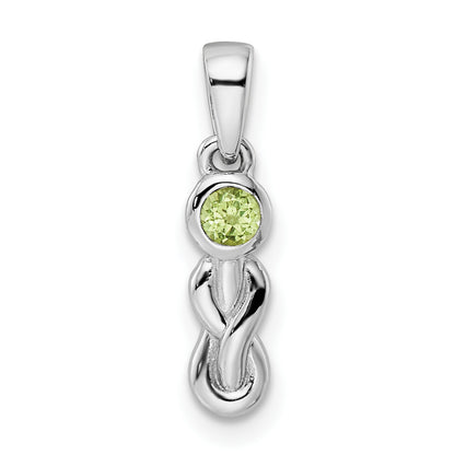 Sterling Silver Rhodium-Plated Polished Peridot Infinity Birthstone Pendant