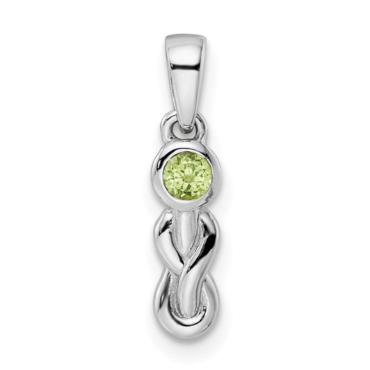 Sterling Silver Rhodium-Plated Polished Peridot Infinity Birthstone Pendant