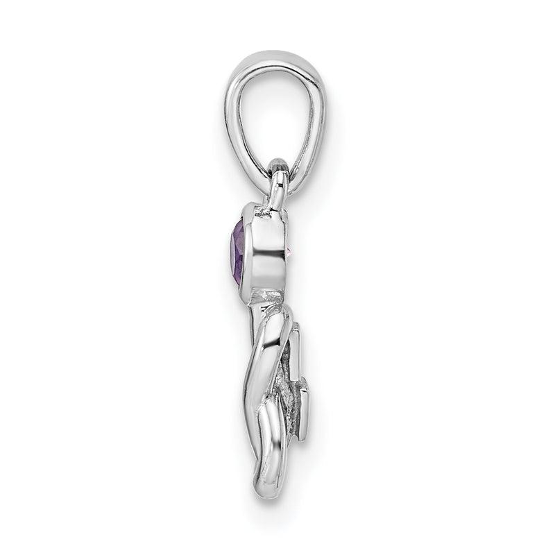 Sterling Silver Rhodium-Plated Amethyst Infinity Birthstone Pendant