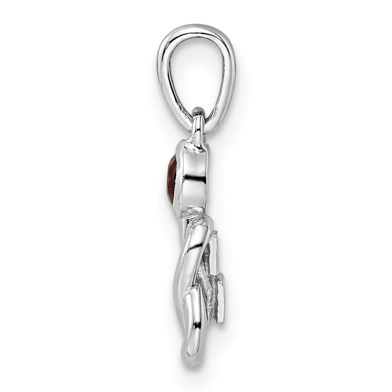 Sterling Silver Rhodium-Plated Polished Garnet Infinity Birthstone Pendant