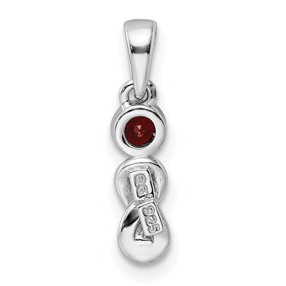 Sterling Silver Rhodium-Plated Polished Garnet Infinity Birthstone Pendant