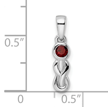 Sterling Silver Rhodium-Plated Polished Garnet Infinity Birthstone Pendant