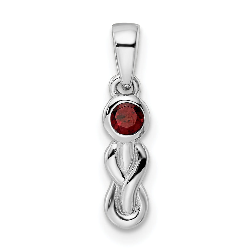 Sterling Silver Rhodium-Plated Polished Garnet Infinity Birthstone Pendant