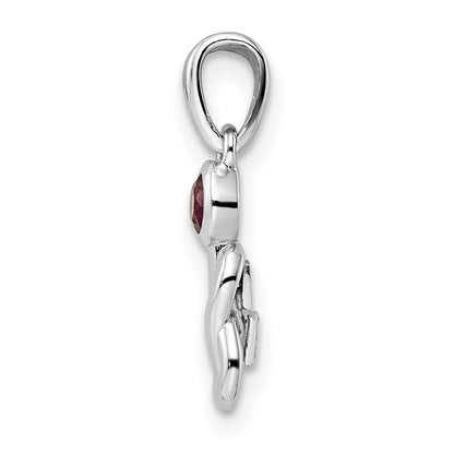 Sterling Silver Rhodium-Plated Rhodolite Garnet Infinity Birthstone Pendant