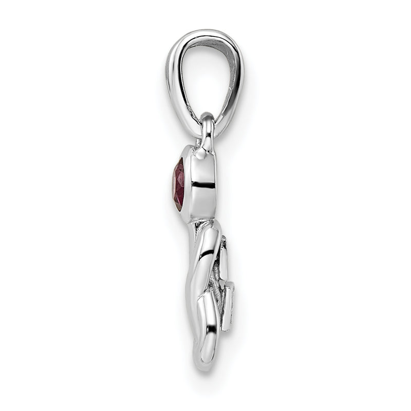 Sterling Silver Rhodium-Plated Rhodolite Garnet Infinity Birthstone Pendant