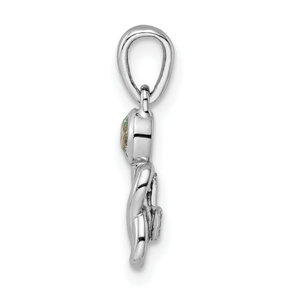 Sterling Silver Rhodium-Plated Aquamarine Infinity Birthstone Pendant