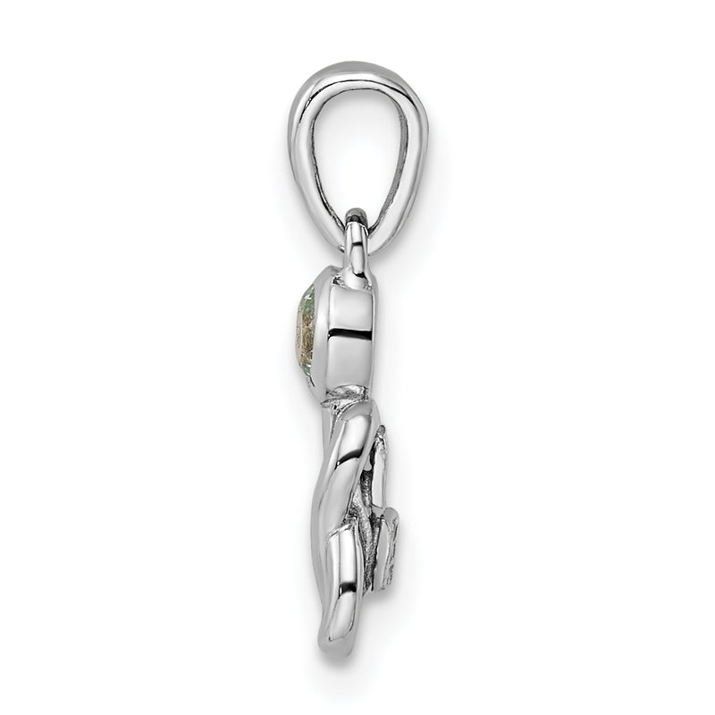 Sterling Silver Rhodium-Plated Aquamarine Infinity Birthstone Pendant
