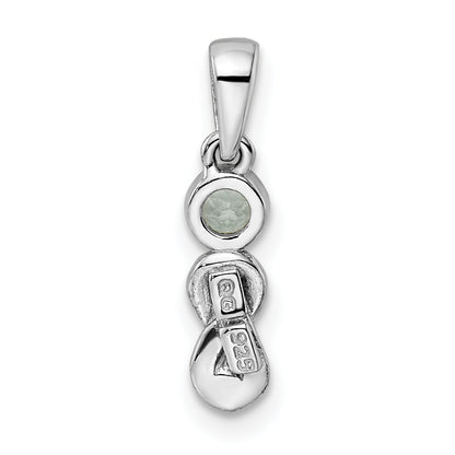 Sterling Silver Rhodium-Plated Aquamarine Infinity Birthstone Pendant