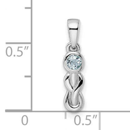 Sterling Silver Rhodium-Plated Aquamarine Infinity Birthstone Pendant
