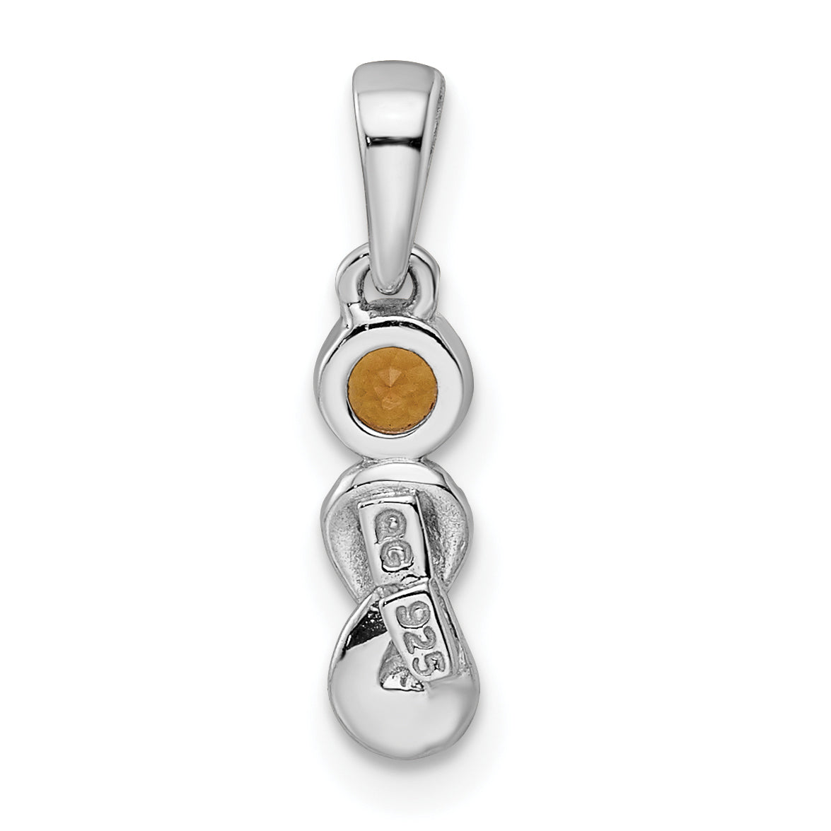 Sterling Silver Rhodium-Plated Polished Citrine Infinity Birthstone Pendant
