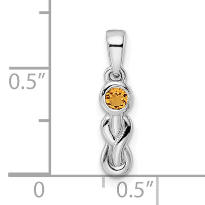 Sterling Silver Rhodium-Plated Polished Citrine Infinity Birthstone Pendant