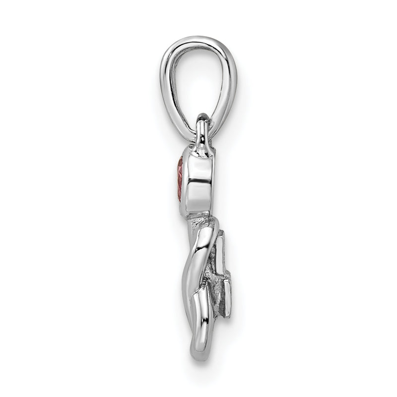 Sterling Silver Rhodium-Plated Pink Tourmaline Infinity Birthstone Pendant