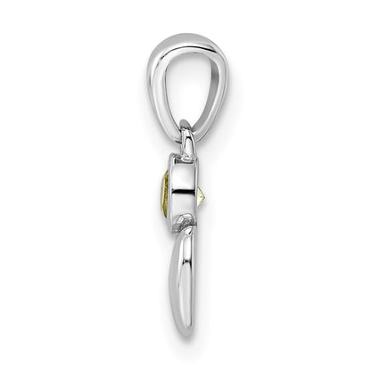 Sterling Silver Rhodium-Plated Polished Peridot Heart Pendant